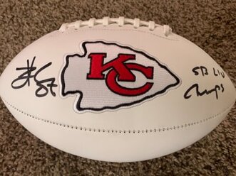 KC Chiefs, Travis Kelce autographed football.